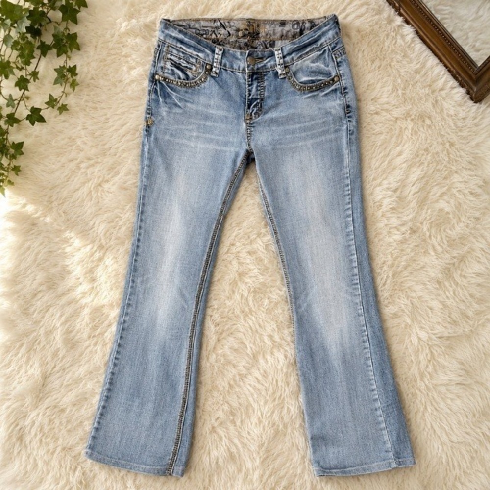 Adiktd Y2K‎ Low Rise Western Jeans Womens 4 Gold Eagle Studded Pockets